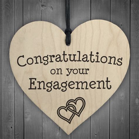Congratulations On Your Engagement Wooden Hanging Heart Plaque