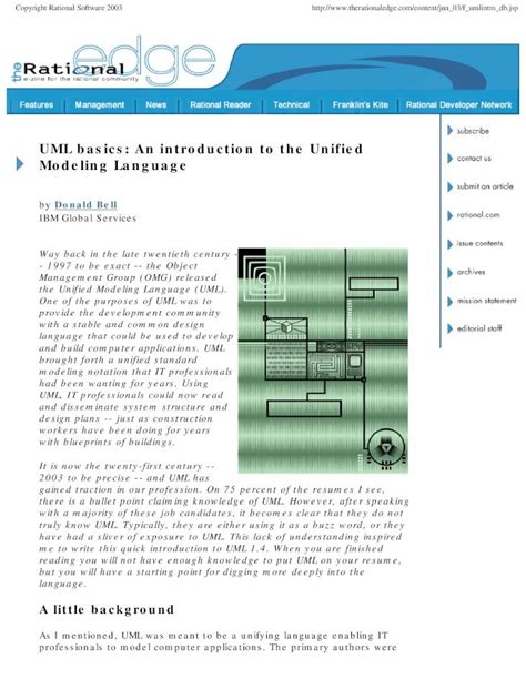 Pdf Uml Basics An Introduction To The Unified Modeling Language