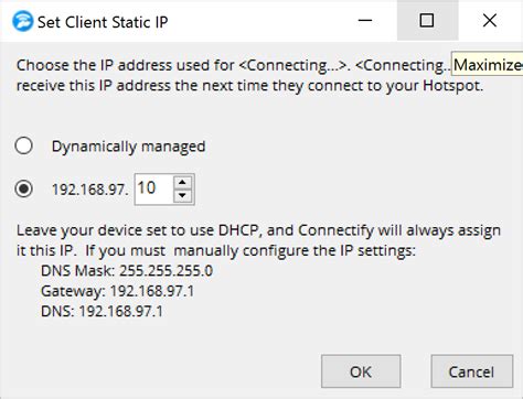 Custom DHCP Ranges And Static IP Addresses Connectify Hotspot Knowledge Base