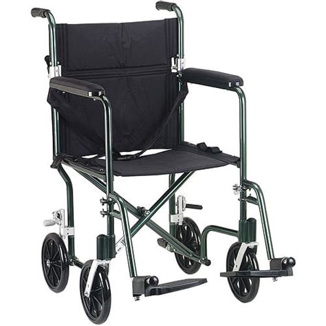 Drive Medical 19 Flyweight Lightweight Green Transport Wheelchair