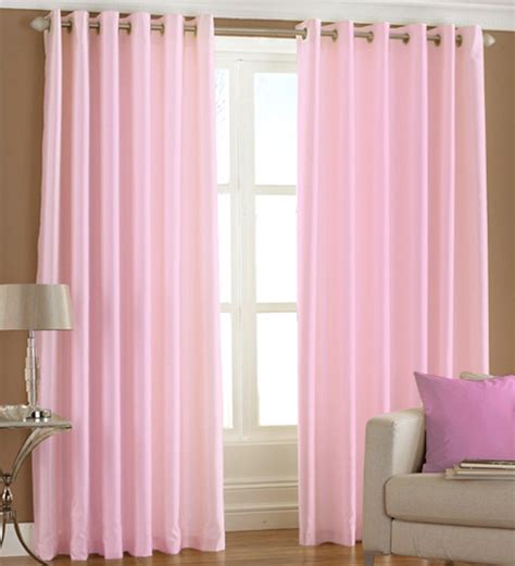 Pindia Solid Baby Pink Window Curtains Set Of 2 5 Ft By Pindia