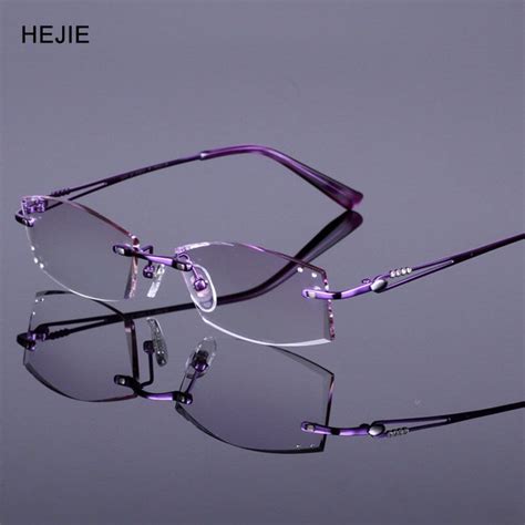 elegant woman pure titanium rimless eyeglasses frames brand myopia glasses frame for women