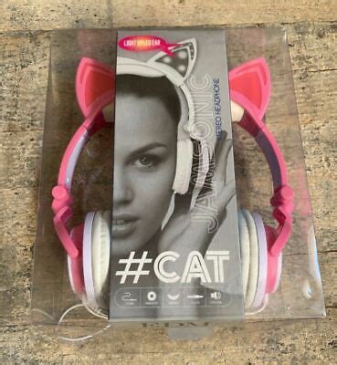 Jamsonic DJ Style Light Up Cat Ear Or Panda Ear Headphones White Pink