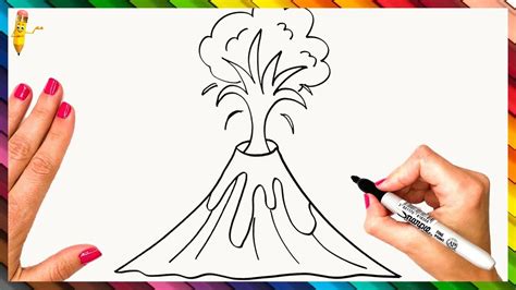 How To Draw A Volcano Step By Step 🌋 Volcano Drawing Easy Volcano