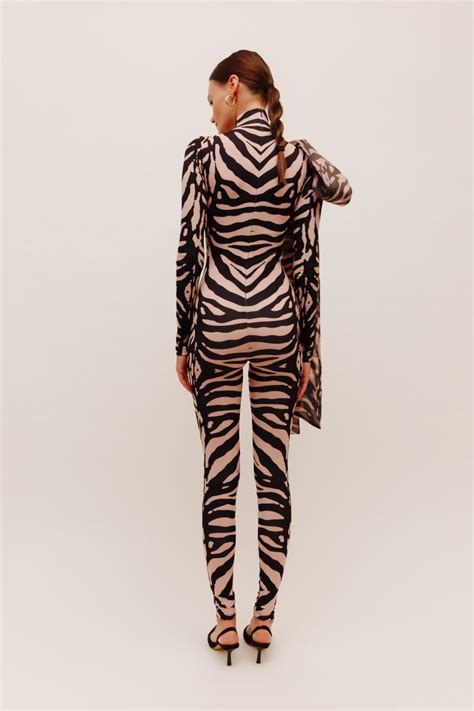 Tiger Nude Print Catsuit Atu Body Couture