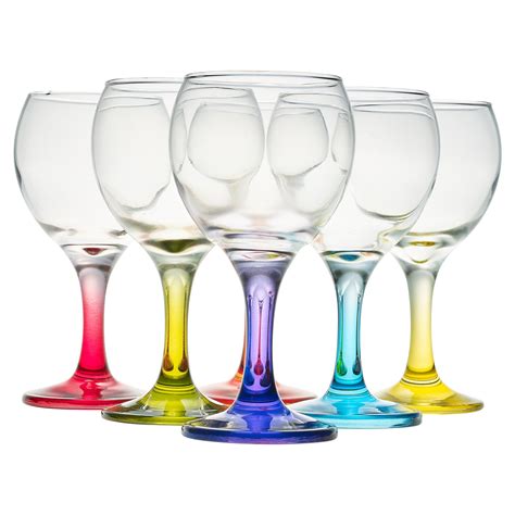 Coloured 6pc Set 210ml Cocktail Stem Wine Glasses Red White Wedding Dinner Party Ebay