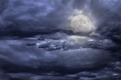 Full Moon In A Cloudy Night Stock Image Image Of Dark Cloudscape