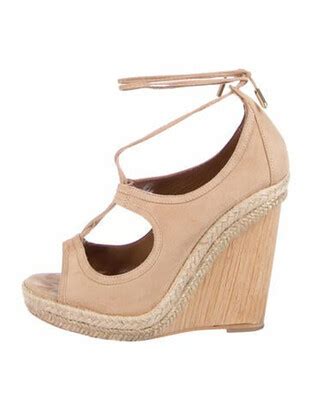 Aquazzura Palm Springs Cutout Suede Espadrille Wedge Sandals Tan ShopStyle