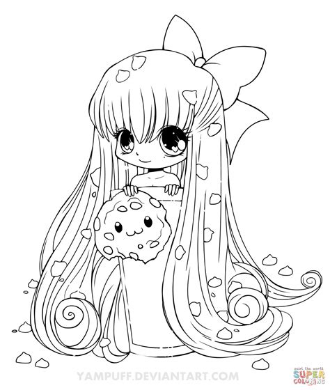 Chibi Cookie Girl Coloring Page Free Printable Coloring Pages