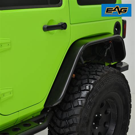 Eag Fits 07 18 Jeep Wrangler Jk Flat With Led Amber Side Marker Fender