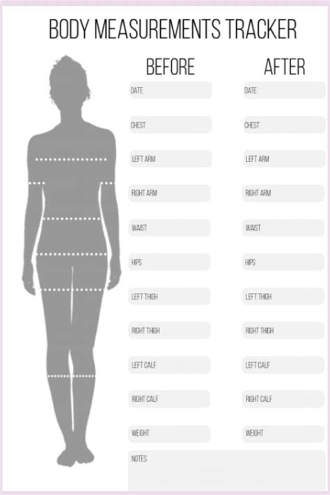 Body Measurement Chart Body Measurement Tracker Log Book Journal