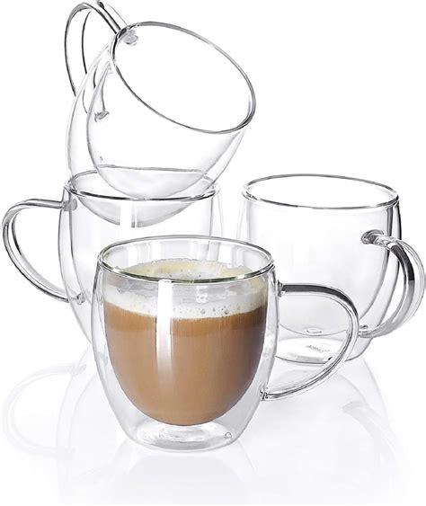 sweese 415 101 glass coffee cups 8 oz double wall insulated glass coffee mugs set