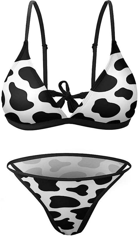 Chufzsd Black And White Cows Print Sexy Swimwear Piece Bathing Suit