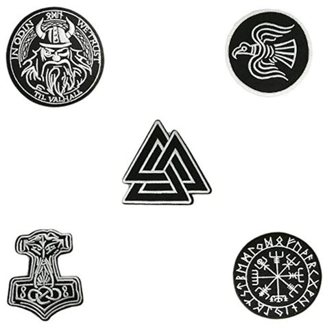 5pcs Set Vikings Iron On Patches Embroidered Norse Rune
