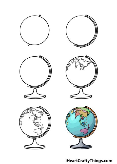 Globe Drawing How To Draw A Globe Step By Step