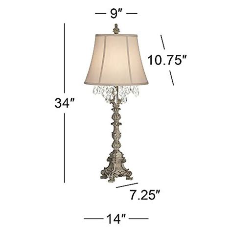 Duval French Country Cottage Table Lamp Crystal Distressed Antique