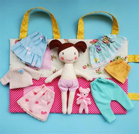 Fabric Doll With Set Of Clothes And Organazing Bag Rag Doll Etsy