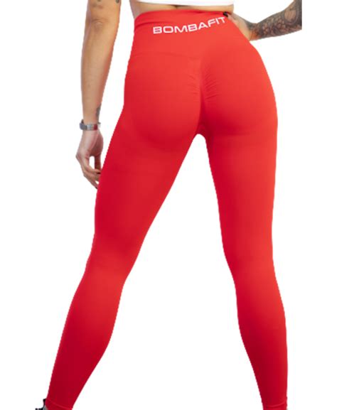 High Waisted Bomb Fit Red Push Up Leggings