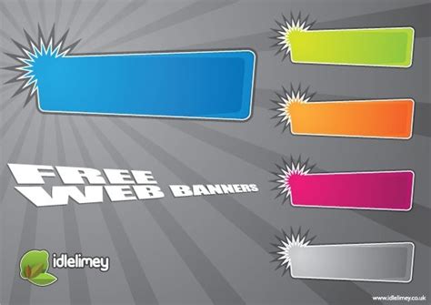 Web Banners Design With Colored Horizontal Style Free Vector In Adobe