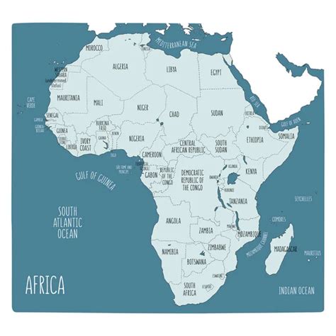 Farverig håndtegnet politisk kort over Afrika med fem regioner Stock