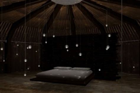 Dusty rose with darker hue draperies highlight this monochromatic bedroom design. 48 Romantic Bedroom Lighting Ideas - DigsDigs