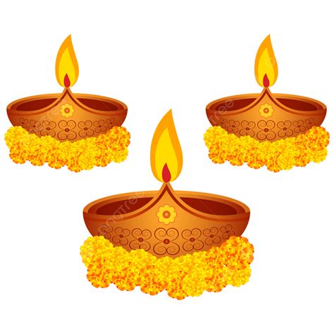 Feliz Diwali Diya Decorativo Con Flores Diseño De Vector De Saludo