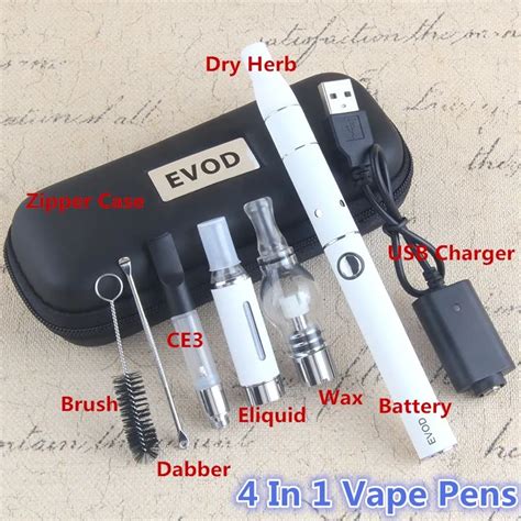 Evod Dry Herb Vaporizer Pen 4 In 1 Ecig Starter Kit 510 Thread Atomizer
