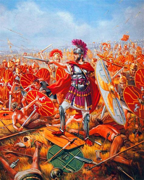 Julius Caesar Leading The Roman Legions Into Battle Gallic War