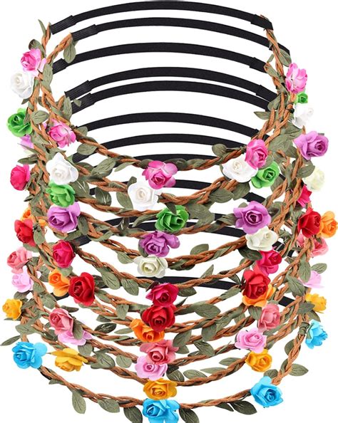 honbay 7cm 2 76inch rose flower crown elastic headband hair band festival hair