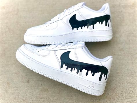 Custom Black Nike Drip Air Force Ones Custom Af1 Custom Etsy