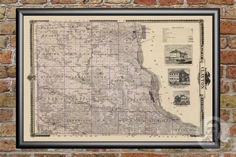 Vintage Clayton County Ia Map 1875 Old Iowa Map Historical Etsy