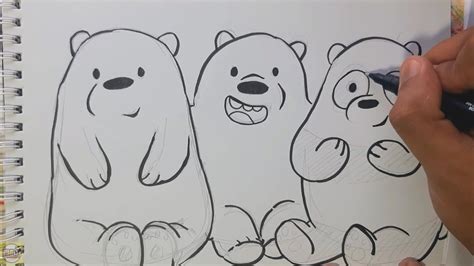 how to draw we bare bears simple step by step youtube