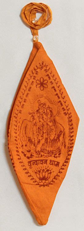Saffron Japa Mala Bag With Radha Krishna Print