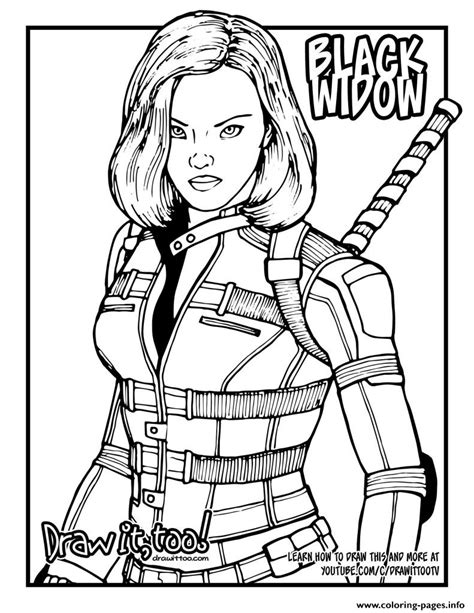 Black Widow Avengers Draw It Coloring Page Printable
