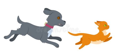 Dog Chasing A Cat Stock Vector Illustration Of Puppy 116505846