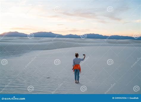 Traveling Woman Taking Selfie In Nature Stock Photo Image Of States