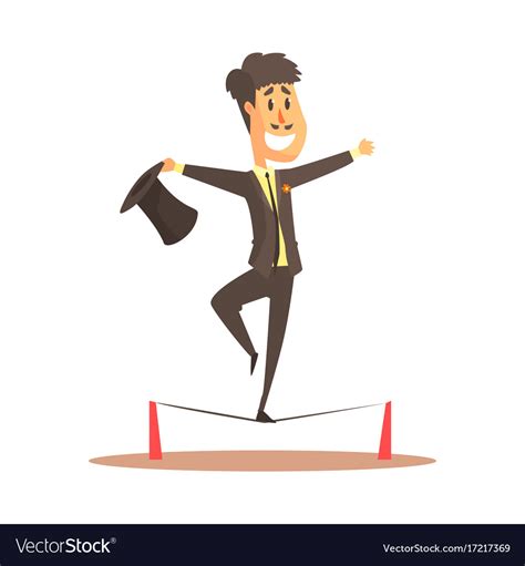 Tightrope Walker Balancing On The Wire Circus Vector Image