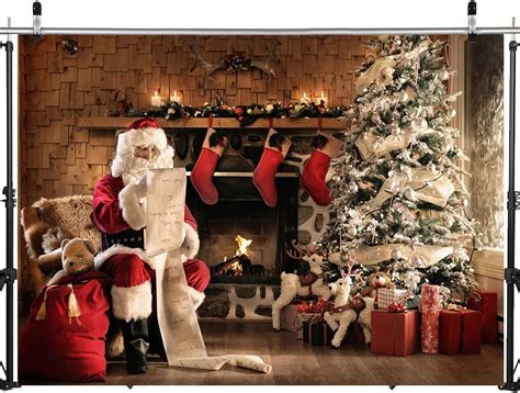 Buy Sjoloon Christmas Backdrop Fireplace Santa Claus Christmas Tree For