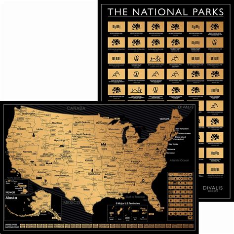 Buy 2 In 1 T Set Scratch Off Us Map And 63 National Parks Poster