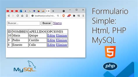 Insertar Eliminar Editar Y Buscar Registros Desde PHP HTML Base De Datos MySQL YouTube