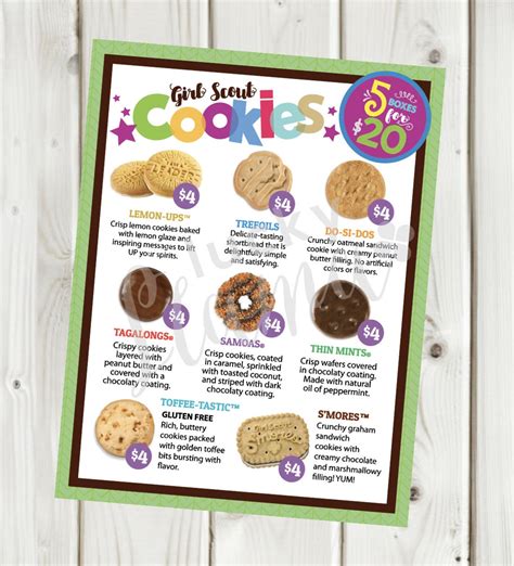 LBB Girl Scout Cookie Menu All Prices X Etsy