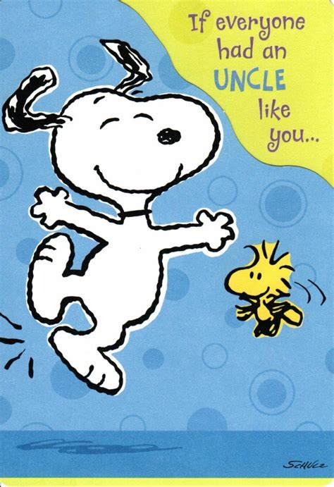 Peanuts Snoopy Woodstock Happy Birthday Uncle Happy Dance Hallmark Card