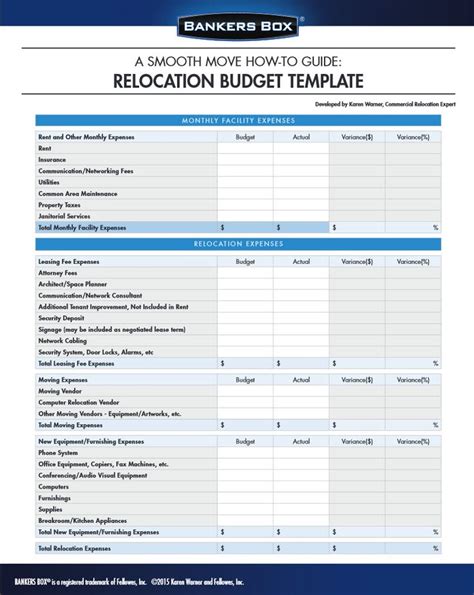 Manage Your Budget For Moving The Office With This Template Office