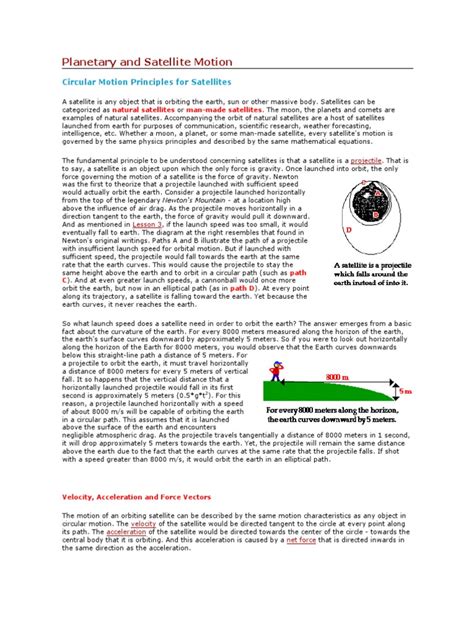 circular motion principles for satellites pdf orbit acceleration