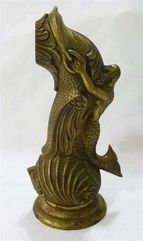 Solid brass mermaid on fish spout for faucet vintage made in spain