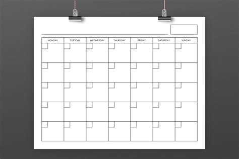 85 X 11 Inch Blank Calendar Page Template Instant Download Etsy New