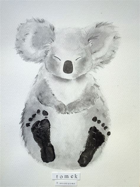 Koala Watercolor Footprint Koala Footprint Teddy Bear Watercolor
