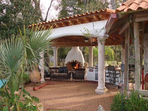 Houston Spanish Style Patio With Fireplace And Mediterranean Flair
