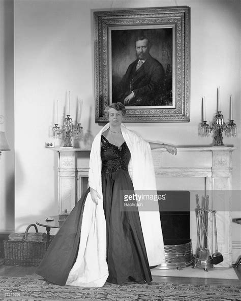 Portrait Of American First Lady Eleanor Roosevelt As She Stands At