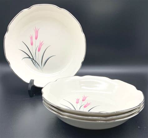 sabin china salad bowls set of 4 pink flowers pattern sab31 mid century ebay